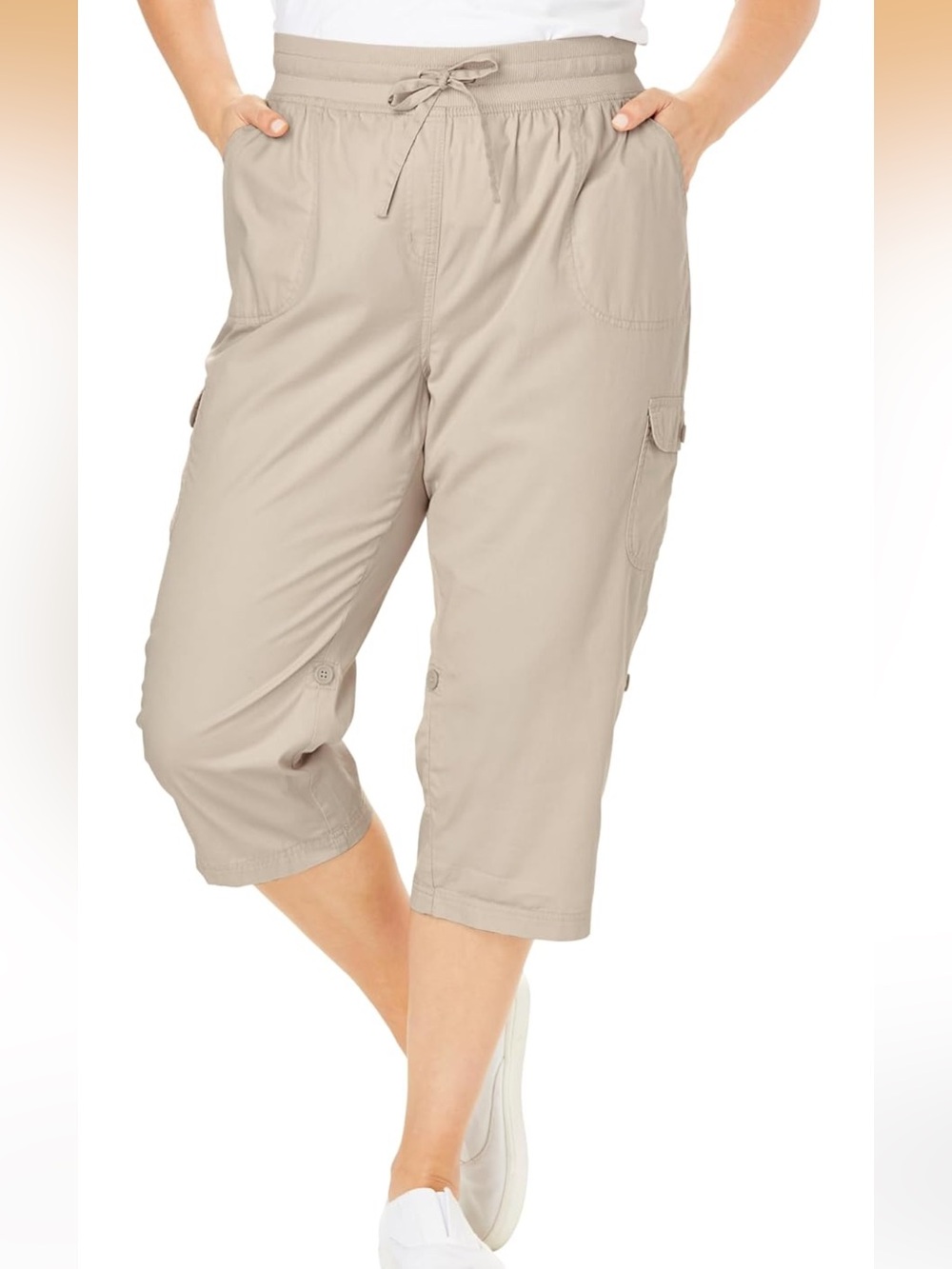 Plus Size Petite Convertible Length Cargo Capri/Bermuda - 12 WP 2373/bb6-1